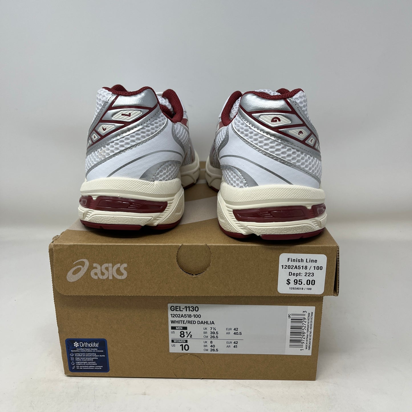 ASICS Gel-1130 White Red Dahlia Used