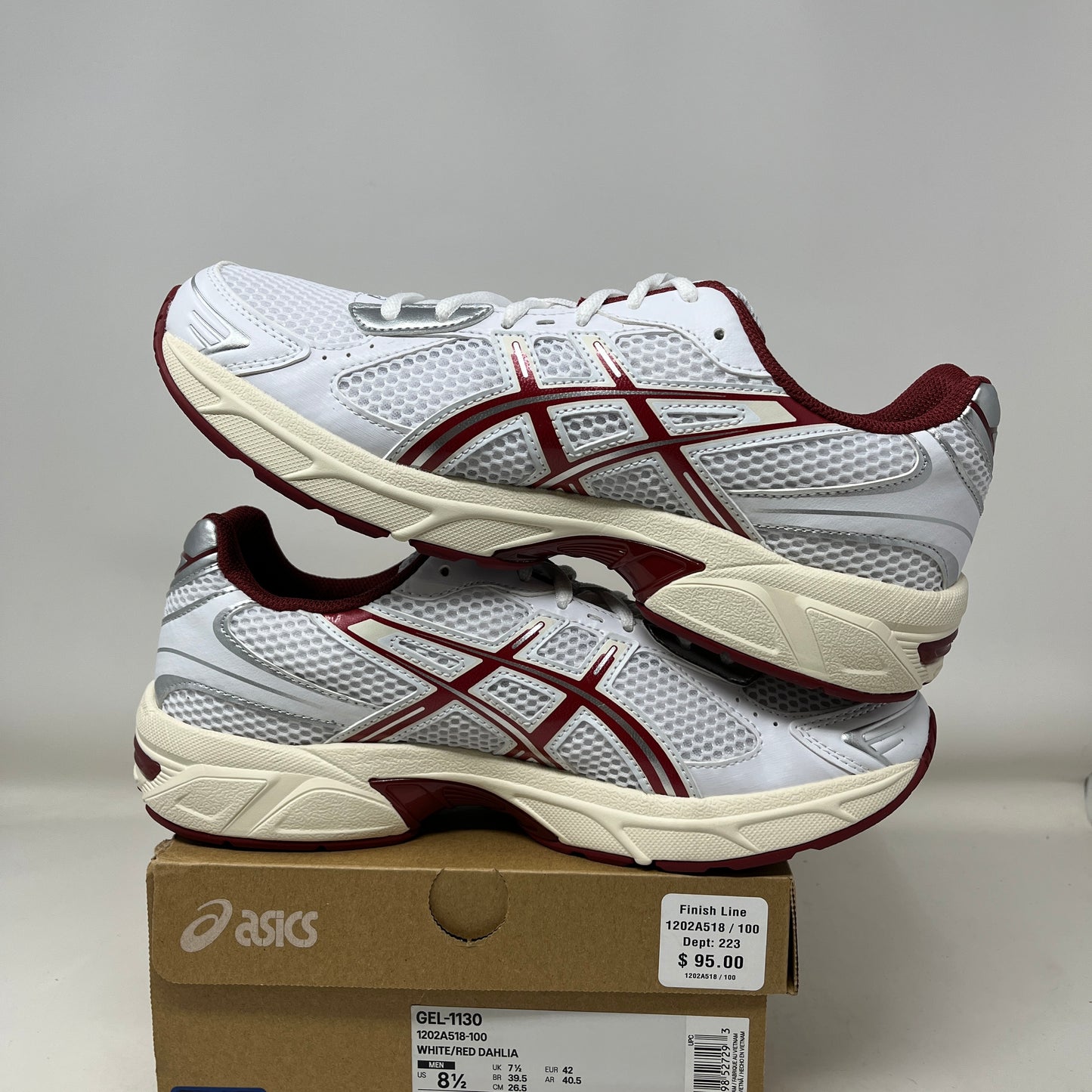 ASICS Gel-1130 White Red Dahlia Used