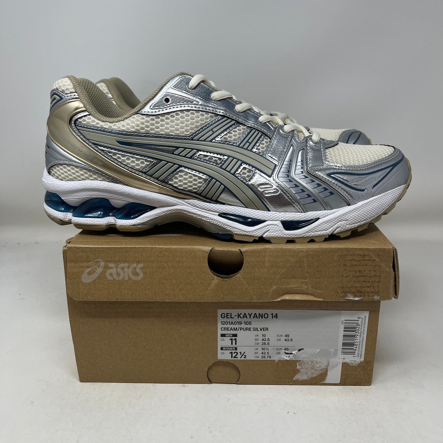 ASICS Gel-Kayano 14 Cream Pure Silver Champagne Used
