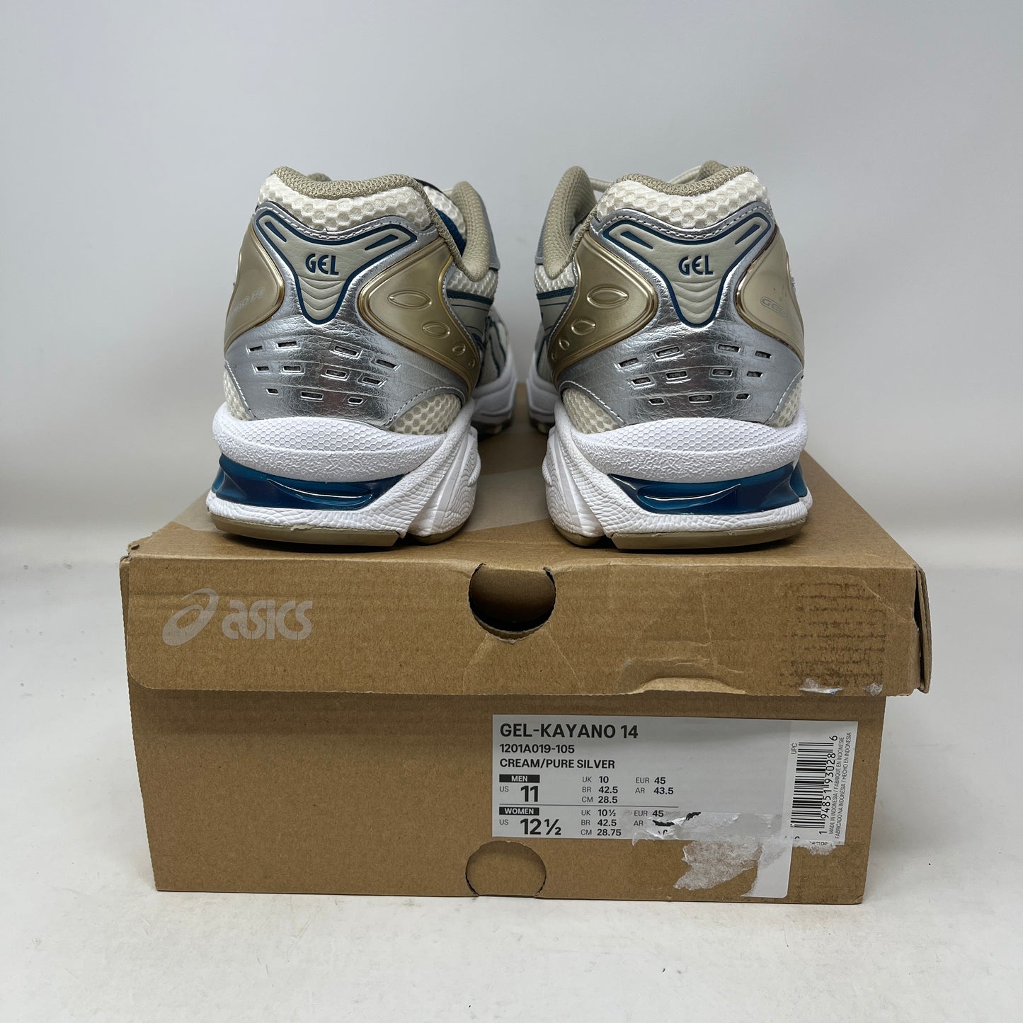 ASICS Gel-Kayano 14 Cream Pure Silver Champagne Used