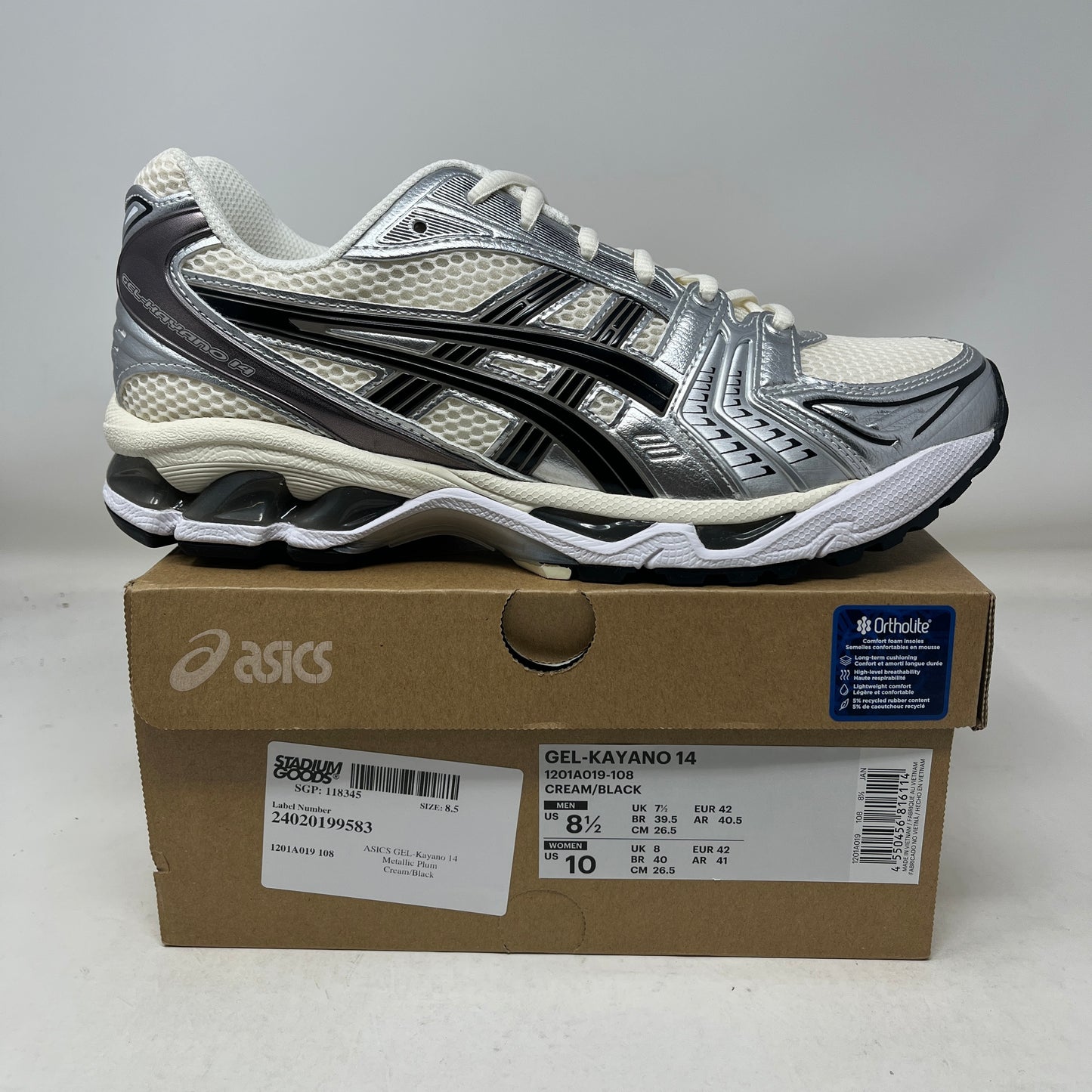 ASICS Gel-Kayano 14 Cream Black Metallic Plum