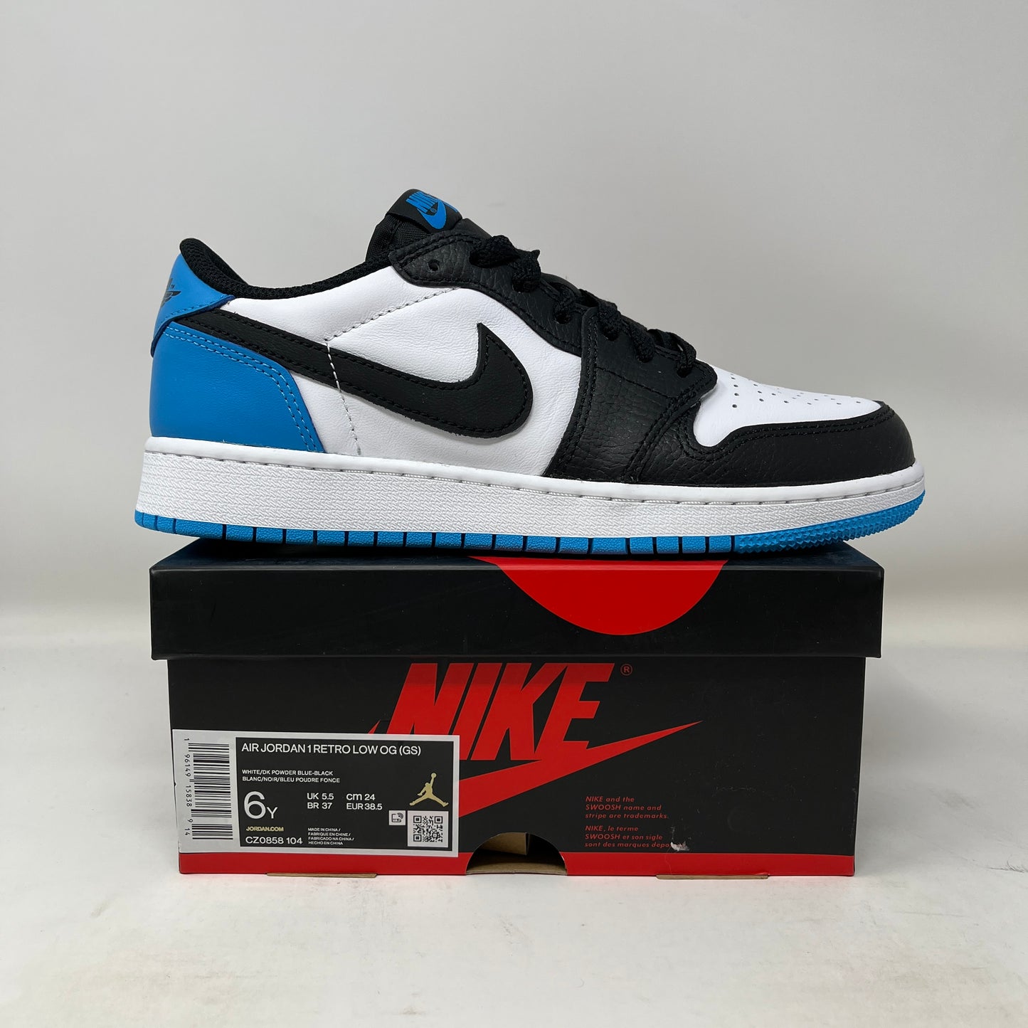 Jordan 1 Retro Low OG Black Dark Powder Blue (GS)