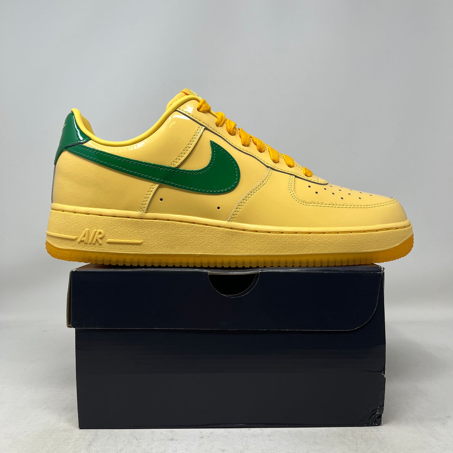 Nike Air Force 1 Low Patent Leather Topaz Gold Pine Green