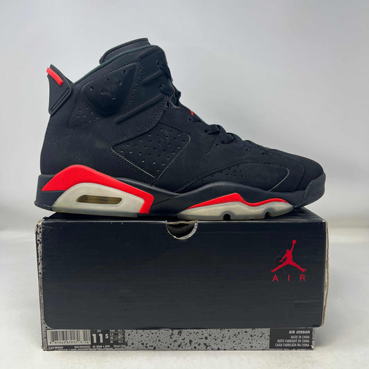 Used Jordan 6 Retro Black Infrared basketball shoe on original box, size 11.5