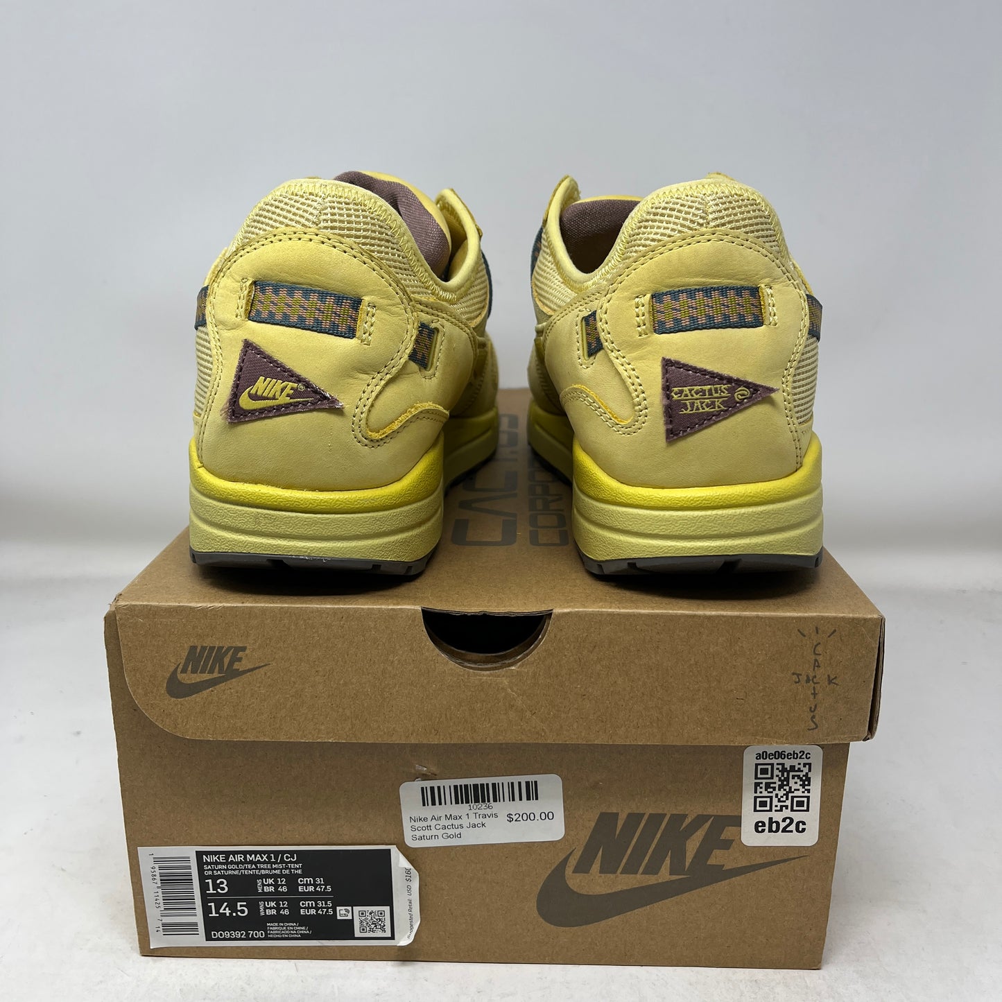 Nike Air Max 1 Travis Scott Cactus Jack Saturn Gold Used