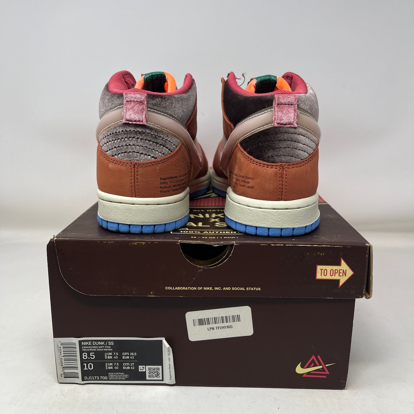 Nike Dunk Mid Social Status Free Lunch Chocolate Milk Used