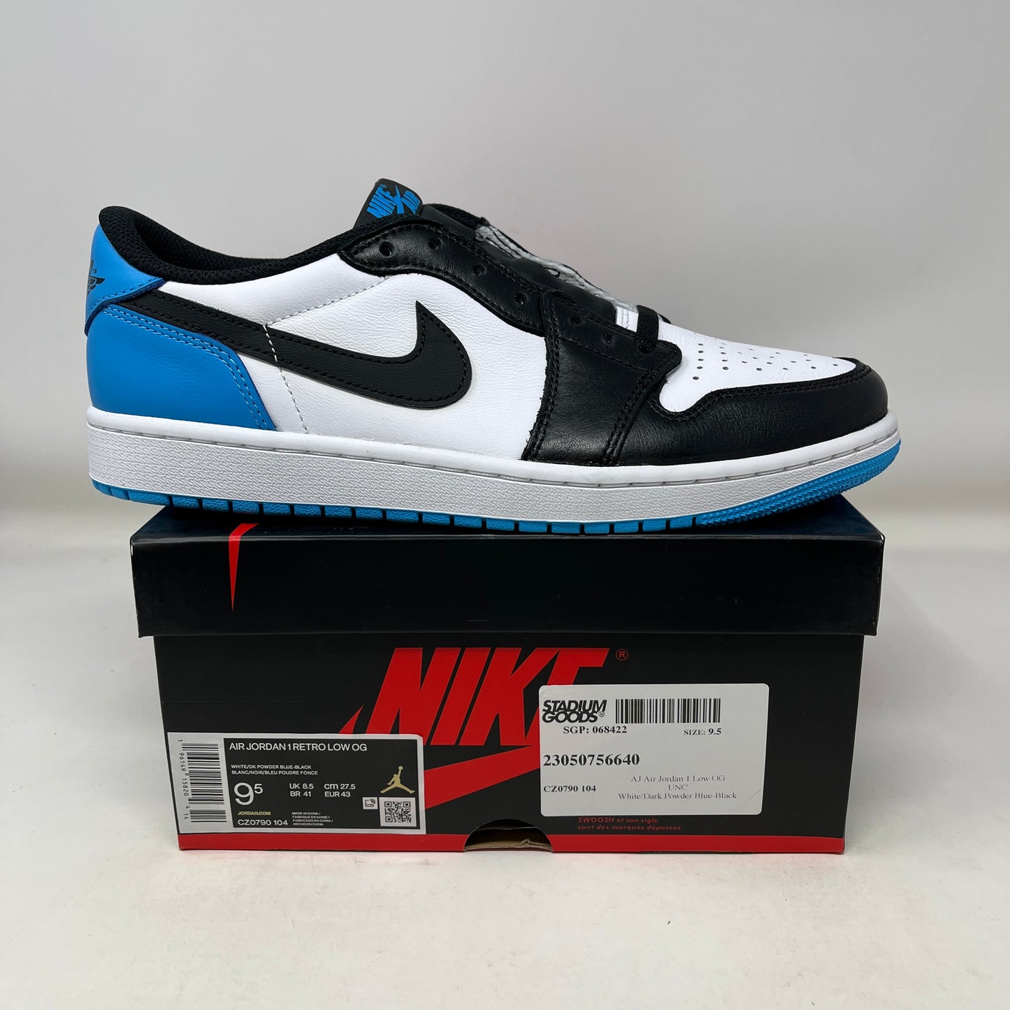 Jordan 1 Retro Low OG Black Dark Powder Blue