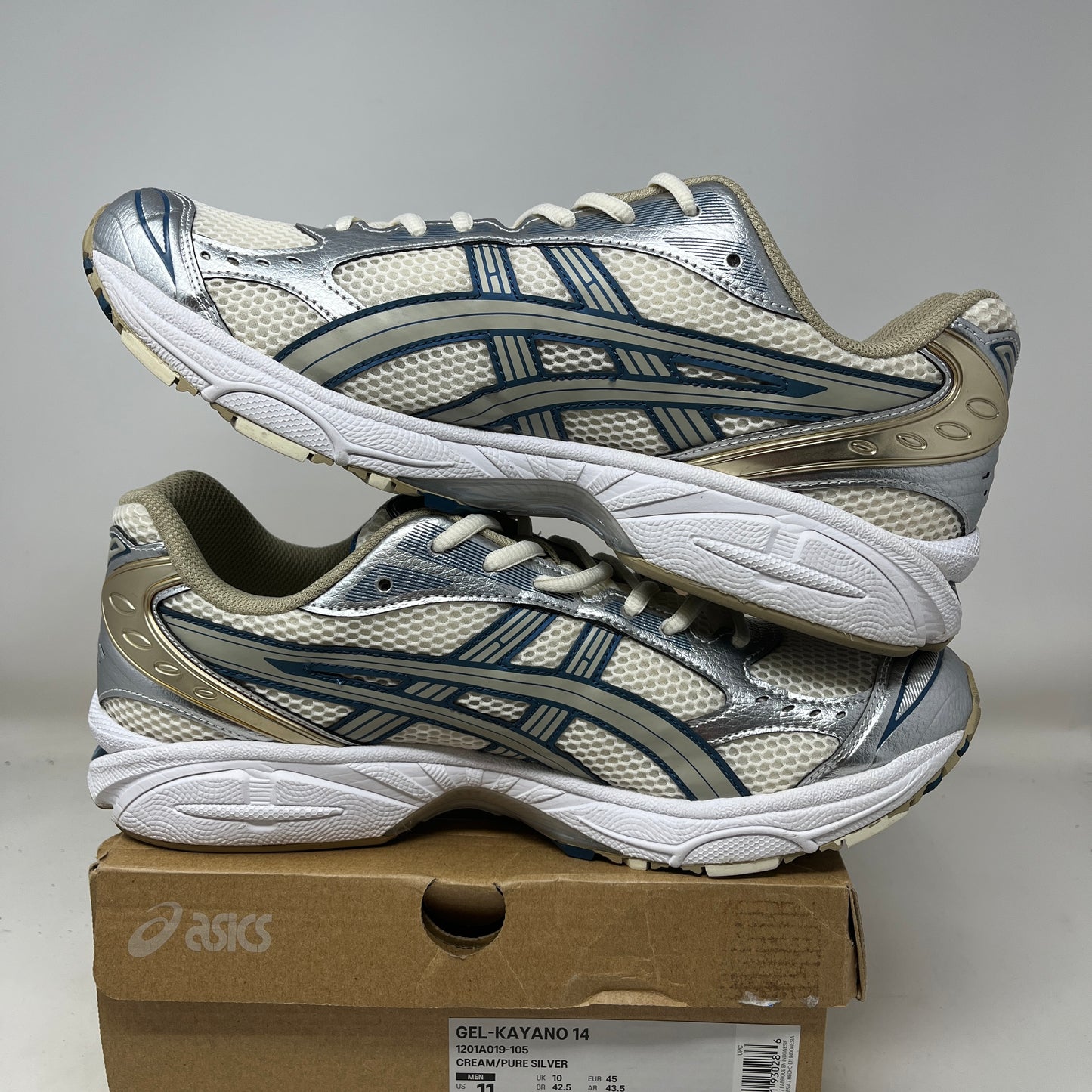 ASICS Gel-Kayano 14 Cream Pure Silver Champagne Used