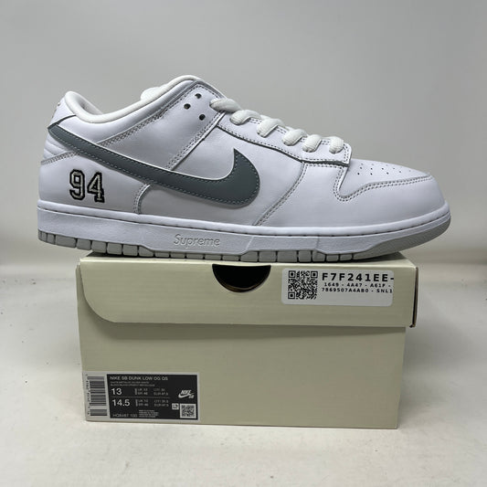Nike SB Dunk Low Supreme 94 White Metallic Silver