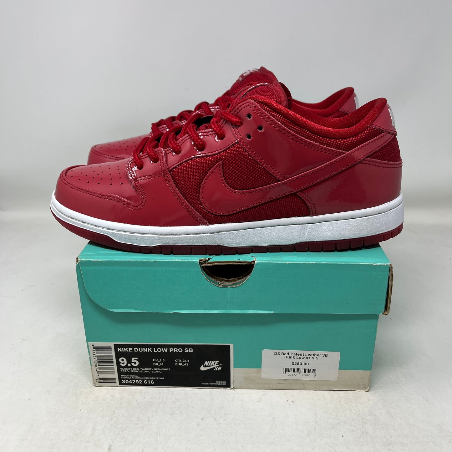 Nike SB Dunk Low Red Patent Leather Used