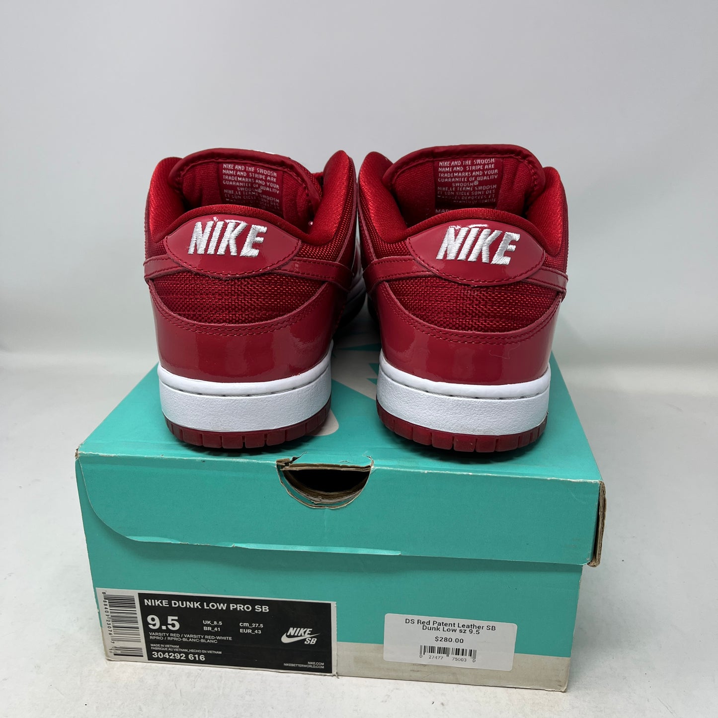 Nike SB Dunk Low Red Patent Leather Used