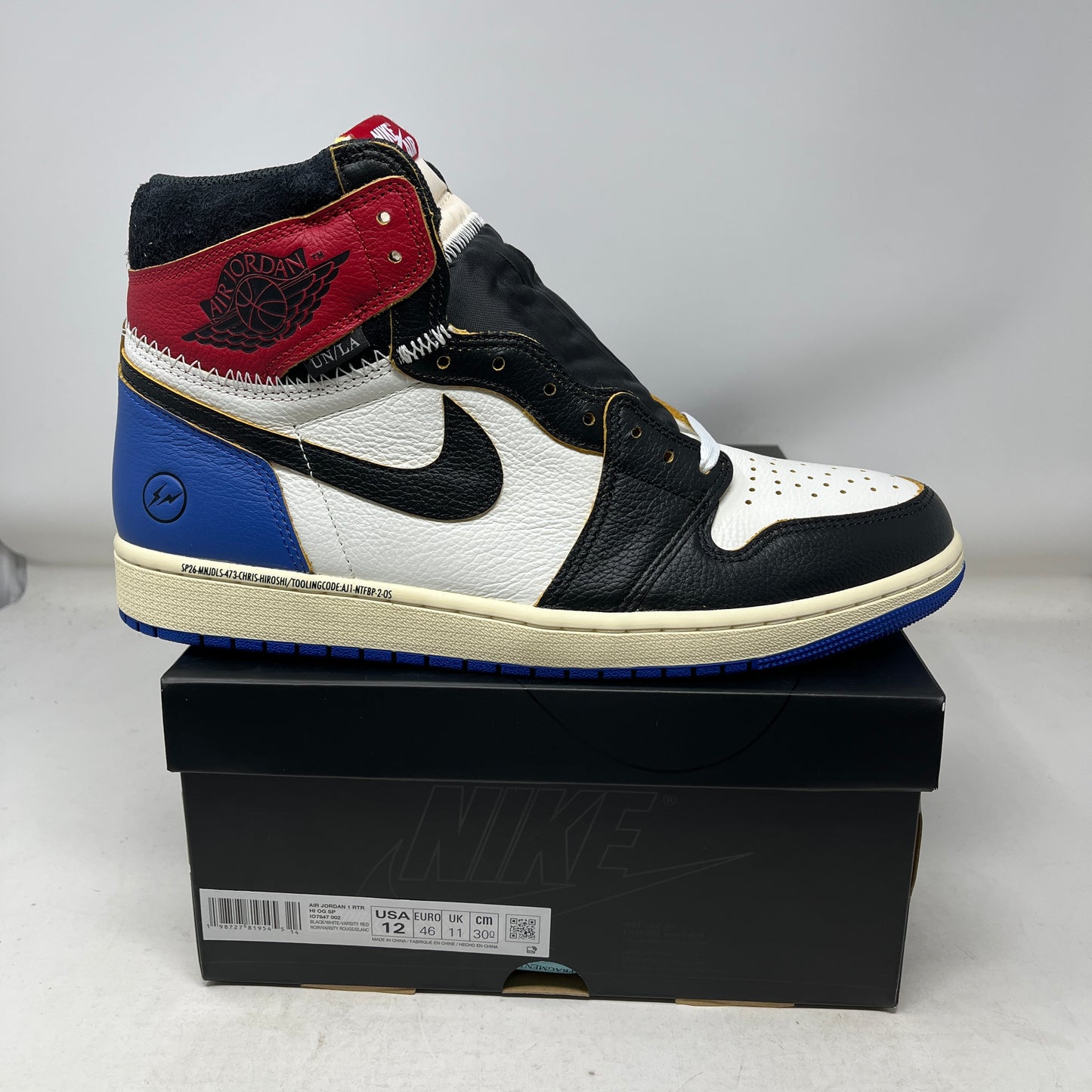 Jordan 1 Retro High OG SP Fragment x Union LA Varsity Red Sport Royal