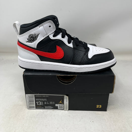 Jordan 1 Mid White Black Chile Red (PS)