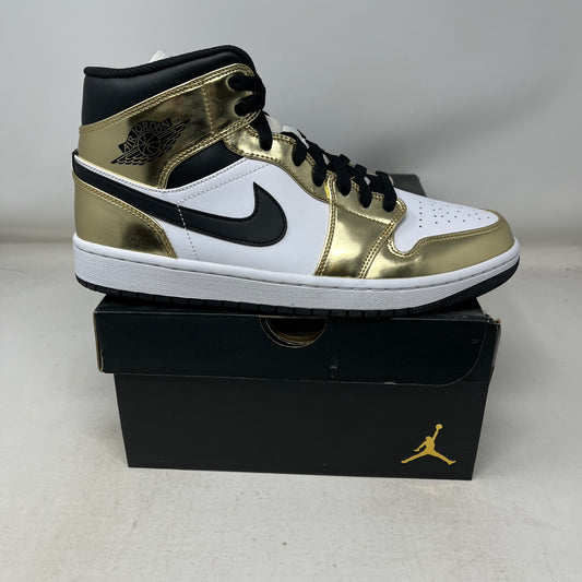 Jordan 1 Mid Metallic Gold Black White