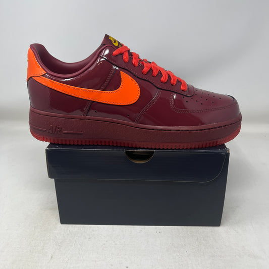 Nike Air Force 1 Low Patent Leather Dark Team Red Safety Orange