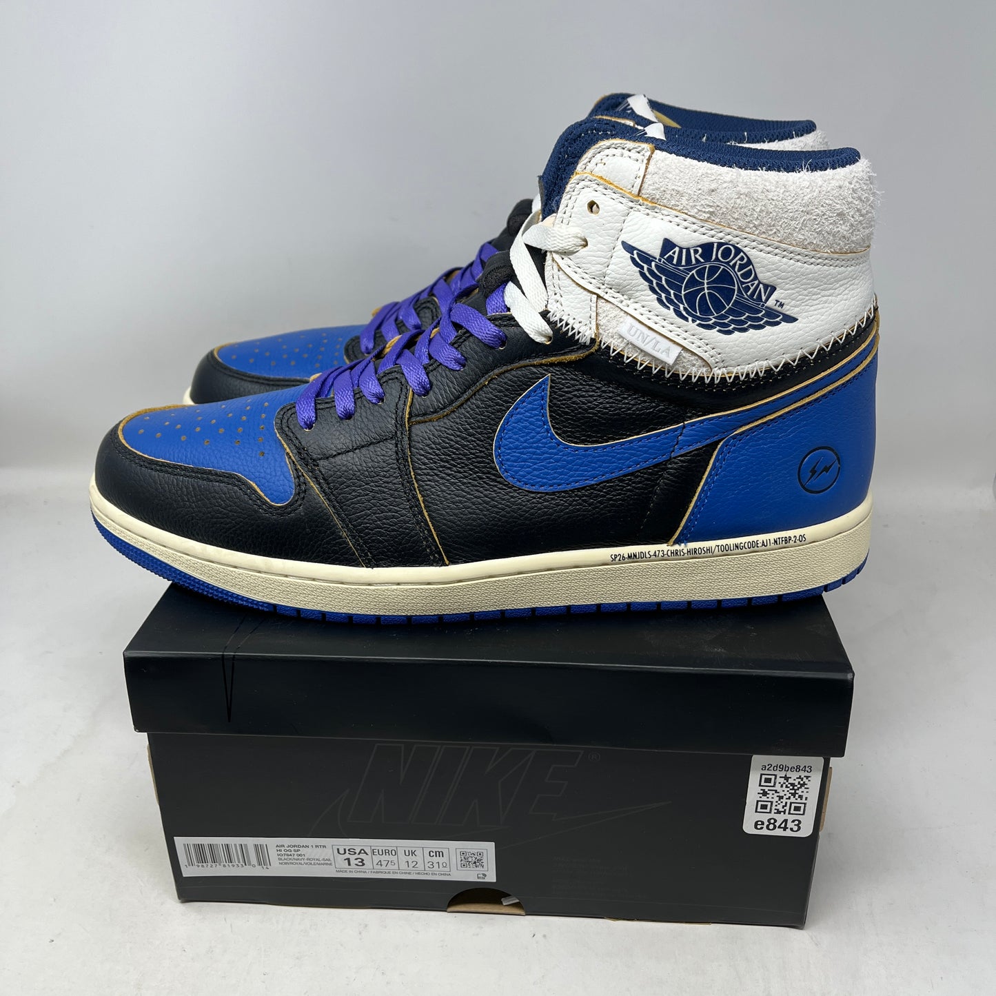 Jordan 1 Retro High OG SP Fragment x Union LA Sport Royal Used
