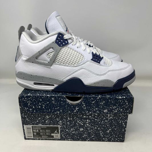 Used Jordan 4 Retro Midnight Navy sneakers on original box