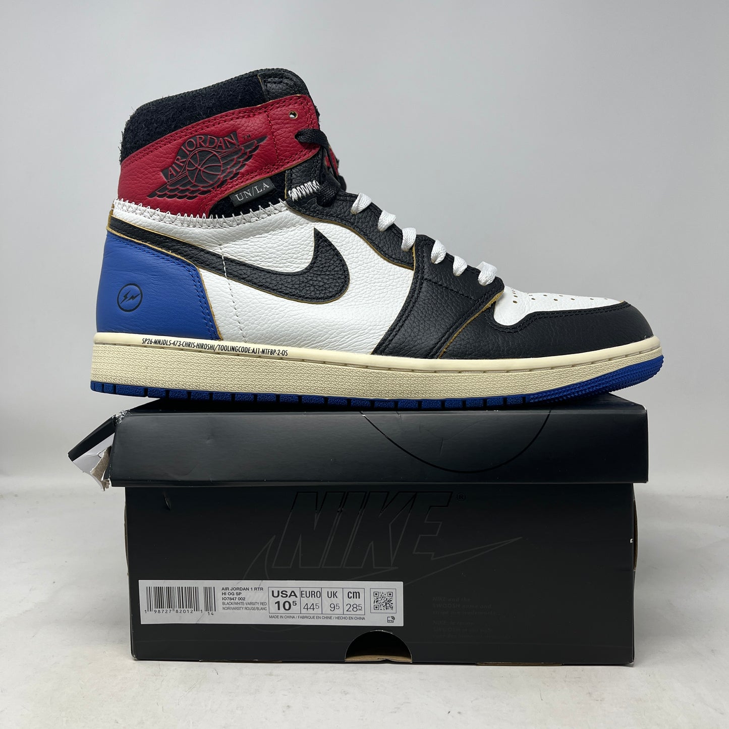 Jordan 1 Retro High OG SP Fragment x Union LA Varsity Red Sport Royal Used