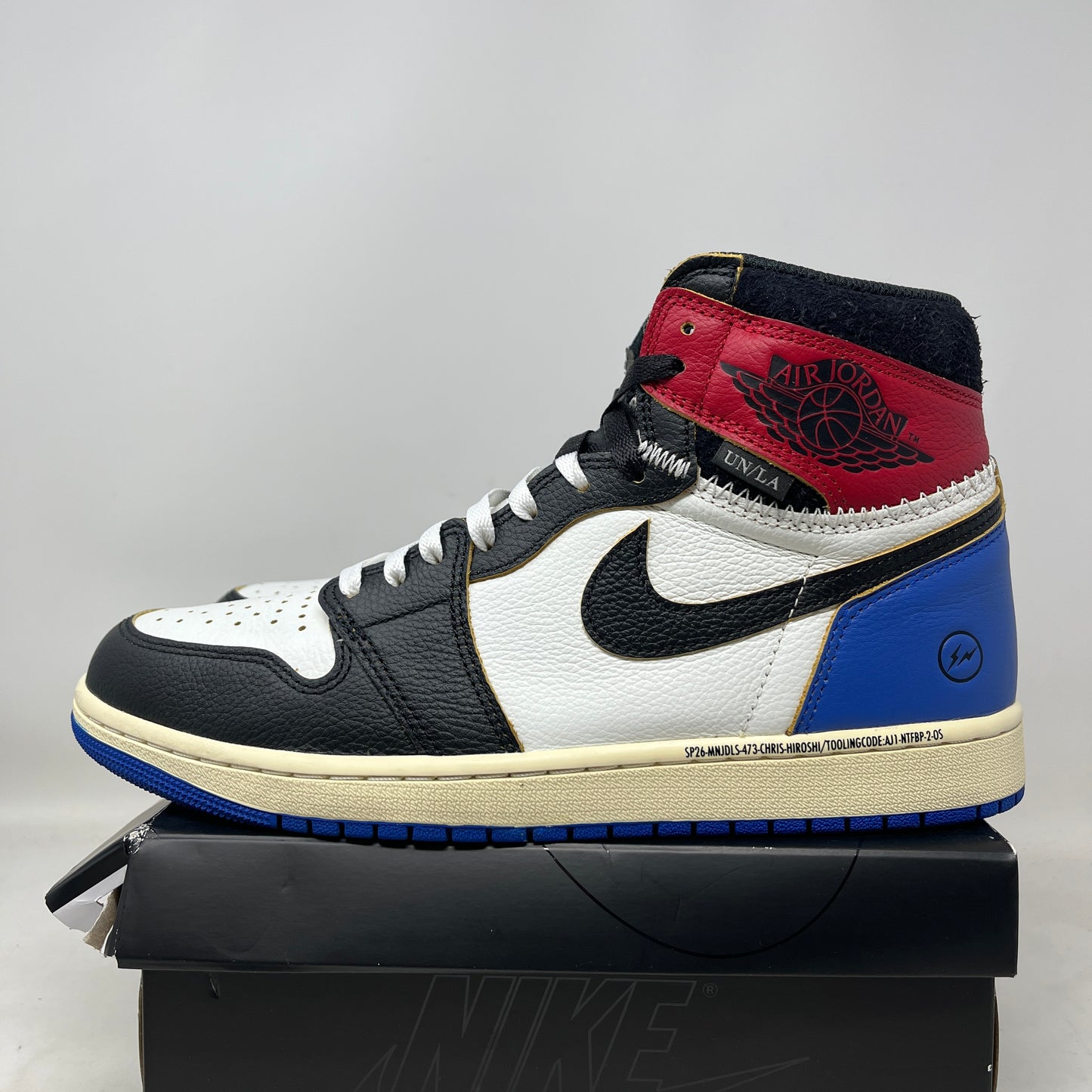 Jordan 1 Retro High OG SP Fragment x Union LA Varsity Red Sport Royal Used