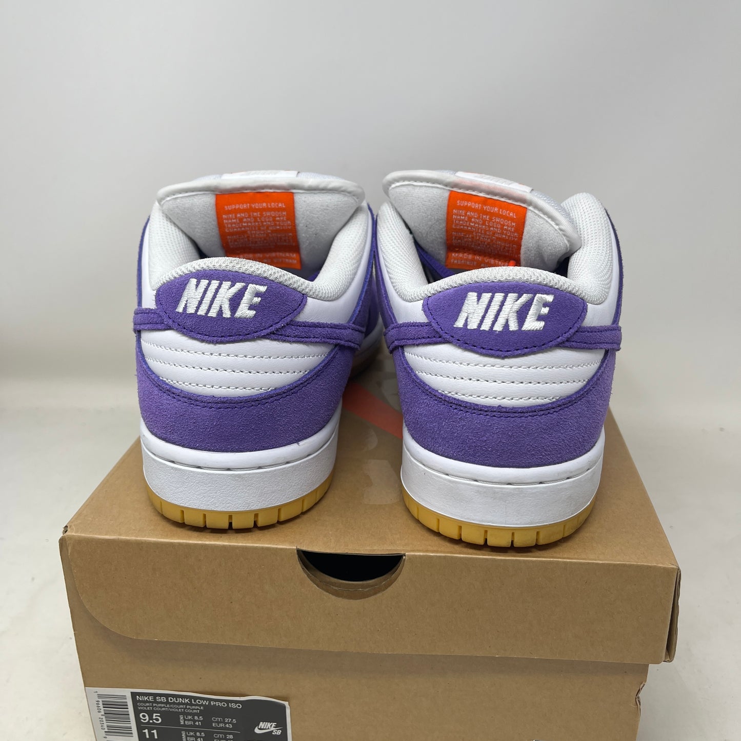 Nike SB Dunk Low Pro ISO Orange Label Court Purple Used