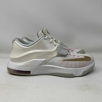 Used Nike KD 7 Aunt Pearl basketball sneakers with gold accents and no box